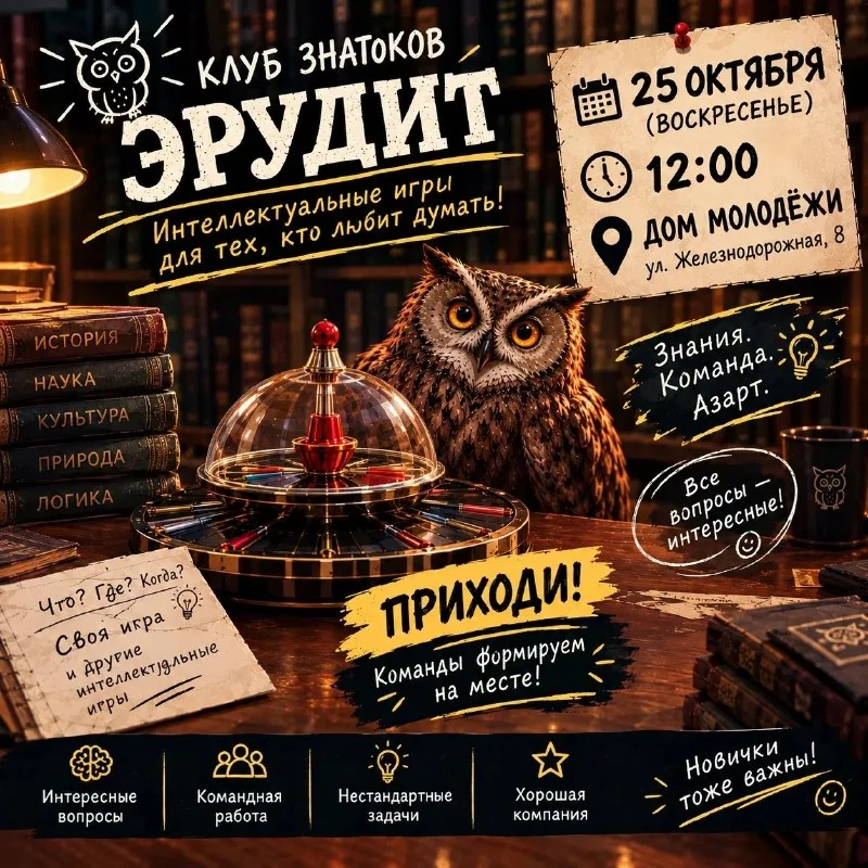 Афиша: Мозги, на старт! отдых по плану, думать — обязательно!